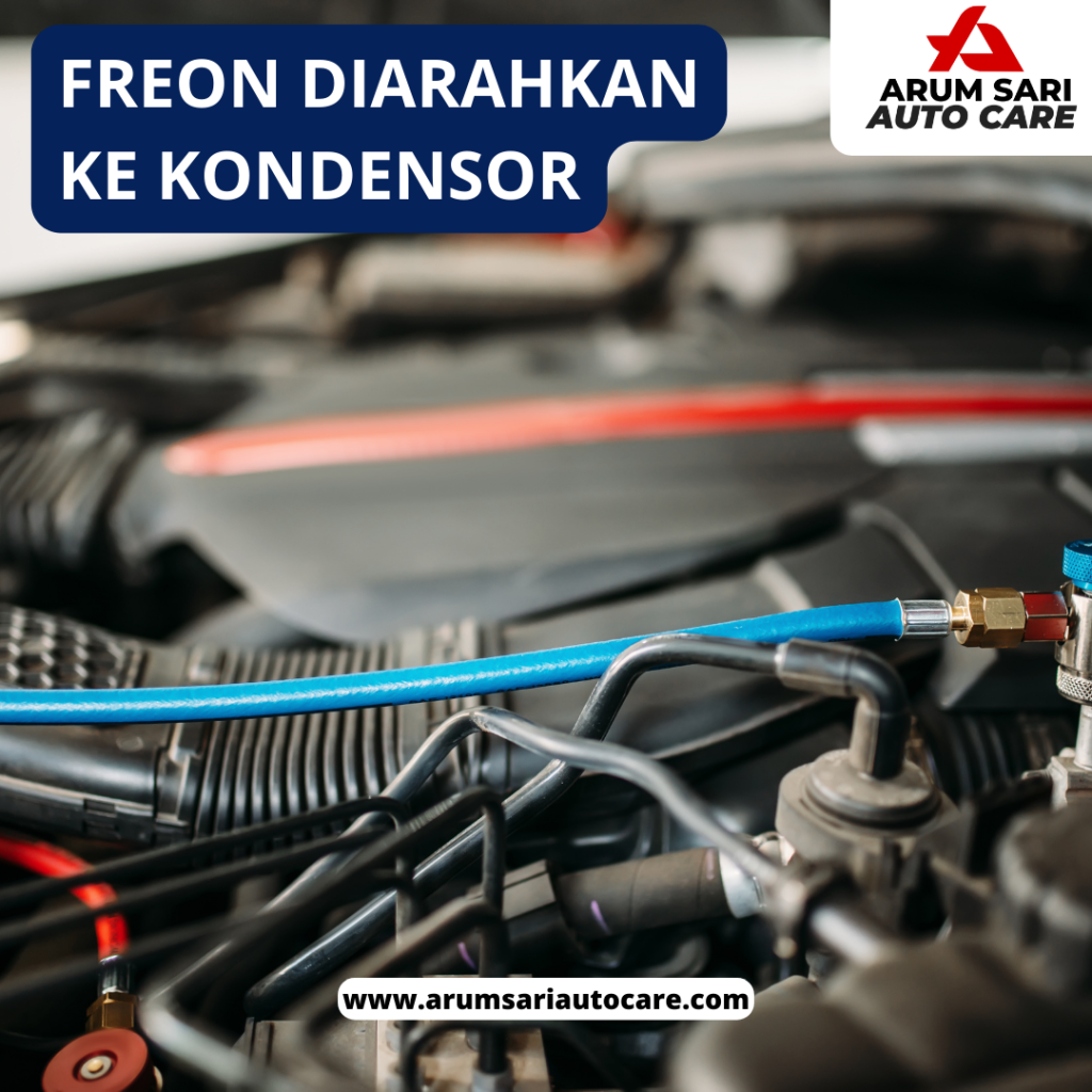 freon diarahkan ke kondensor komponen ac mobil